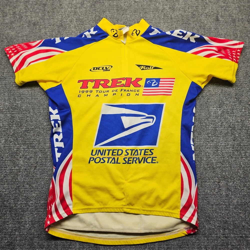 Vintage Trek USPS 1999 Tour de France Champion Cycling Jersey Yellow Mens Small